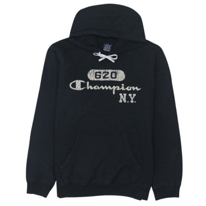 Champion Women's Black Medium Pullover Hoodie with Logo Print