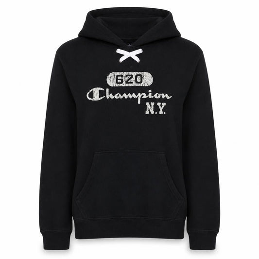 Champion Women's Black Medium Pullover Hoodie with Logo Print