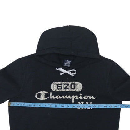 Champion Women's Black Medium Pullover Hoodie with Logo Print