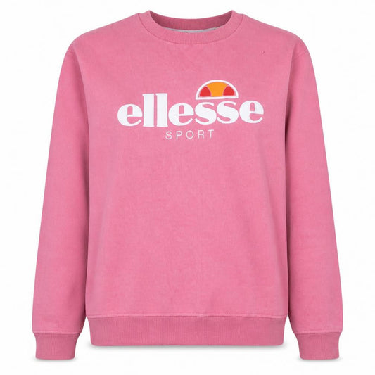 Front view of Ellesse Women Pink Crew Neck Pullover Sweatshirt UK 14 Cotton Blend