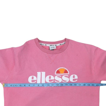 Ellesse Women Pink Crew Neck Pullover Sweatshirt UK 14 Cotton Blend