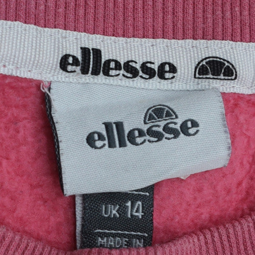 Ellesse Women Pink Crew Neck Pullover Sweatshirt UK 14 Cotton Blend