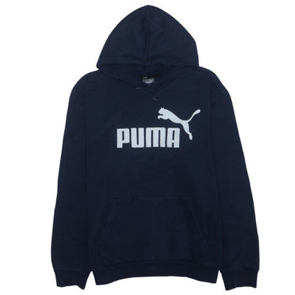 Puma Mens Blue Pullover Hoodie Size L Graphic Logo Sportswear