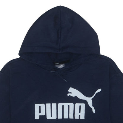Puma Mens Blue Pullover Hoodie Size L Graphic Logo Sportswear