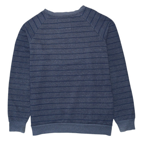 Quiksilver Mens Blue Striped Crew Neck Pullover Sweatshirt XL