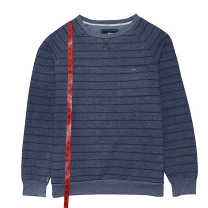 Quiksilver Mens Blue Striped Crew Neck Pullover Sweatshirt XL