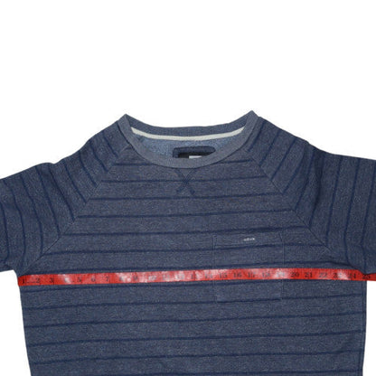 Quiksilver Mens Blue Striped Crew Neck Pullover Sweatshirt XL