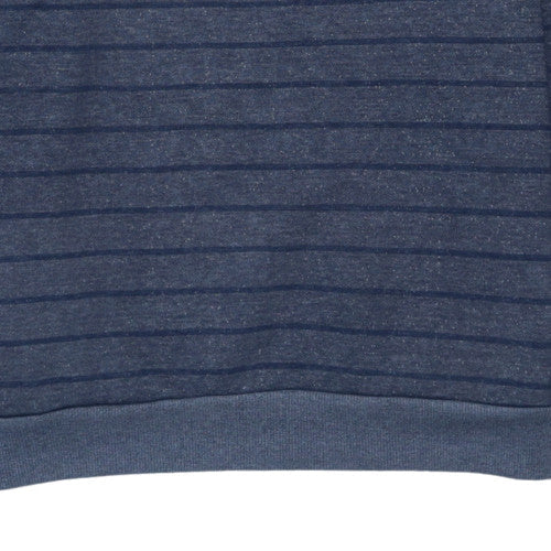 Quiksilver Mens Blue Striped Crew Neck Pullover Sweatshirt XL