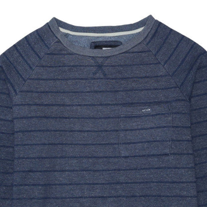 Quiksilver Mens Blue Striped Crew Neck Pullover Sweatshirt XL
