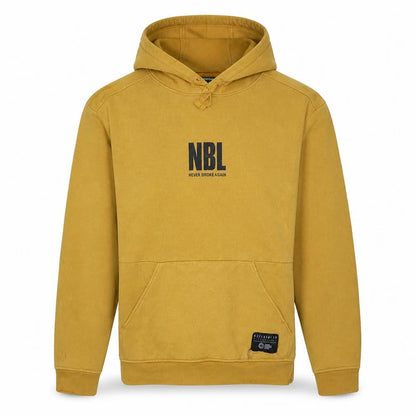 NBL Men's Yellow Pullover Hoodie Size L Regular Fit Graphic Sportswear