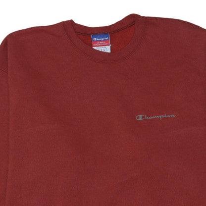 Champion Mens Red Crew Neck Pullover Sweatshirt Size L Classic Fit