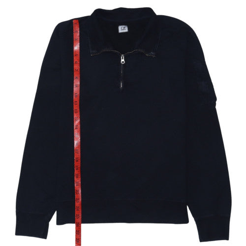 C.P. Company Men's Black XL Collared 1/2 Zip Cotton Sweatshirt