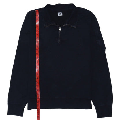 C.P. Company Men's Black XL Collared 1/2 Zip Cotton Sweatshirt