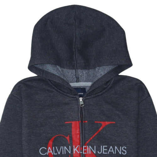 Calvin Klein Jeans Teens Grey Full Zip Logo Hoodie 14 Plus