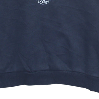 Adidas Men's Blue Grey Pullover Sweatshirt M Retro Graphic Logo Jumper