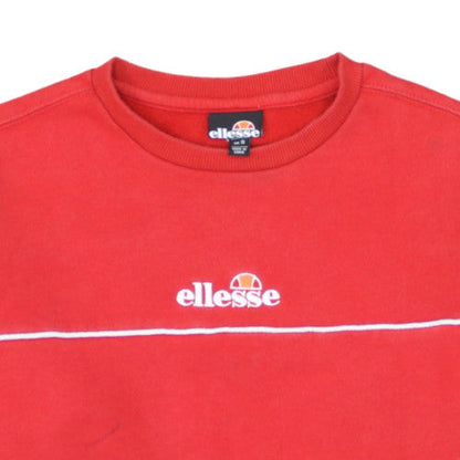 Ellesse Mens Red Crew Neck Sweatshirt Size S Logo Embroidered Pullover