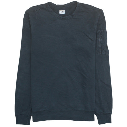 C.P. Company Men's Black Cotton Crew Neck Pullover Sweatshirt L