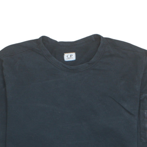 C.P. Company Men's Black Cotton Crew Neck Pullover Sweatshirt L