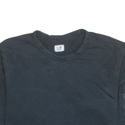C.P. Company Men's Black Cotton Crew Neck Pullover Sweatshirt L