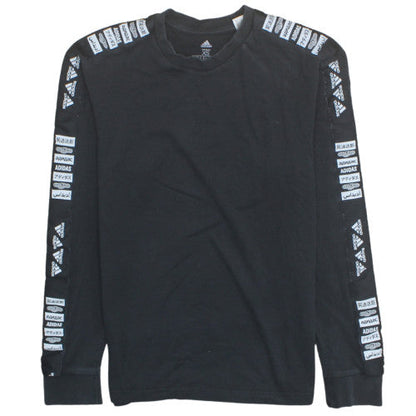 adidas Unisex Black XS Long Sleeve Logo Pullover Sweatshirt