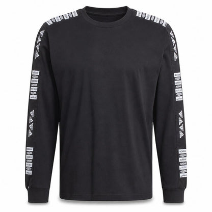 Front view of adidas unisex black xs long sleeve logo pullover sweatshirt