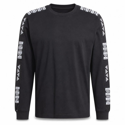 Front view of adidas unisex black xs long sleeve logo pullover sweatshirt