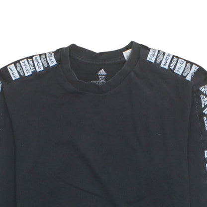 adidas Unisex Black XS Long Sleeve Logo Pullover Sweatshirt