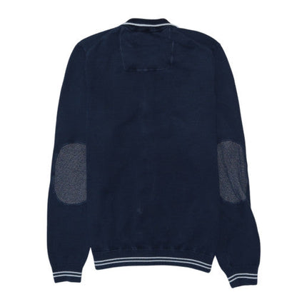 Hugo Boss Men's Blue Full Zip Cotton Knit Sweatshirt M