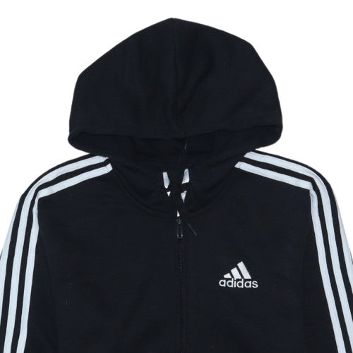 Adidas Mens Black Full Zip Hoodie Small Hooded Athletic Sweatshirt