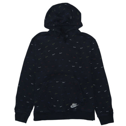 Nike Mens Black Pullover Hoodie L Logo Print Fleece Sweatshirt