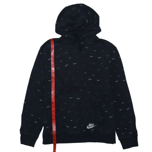 Nike Mens Black Pullover Hoodie L Logo Print Fleece Sweatshirt