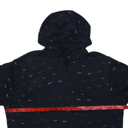 Nike Mens Black Pullover Hoodie L Logo Print Fleece Sweatshirt