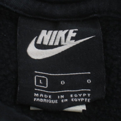 Nike Mens Black Pullover Hoodie L Logo Print Fleece Sweatshirt
