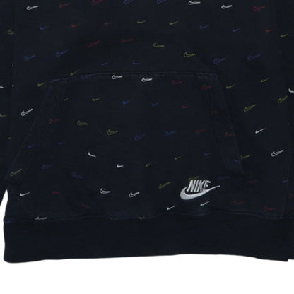 Nike Mens Black Pullover Hoodie L Logo Print Fleece Sweatshirt