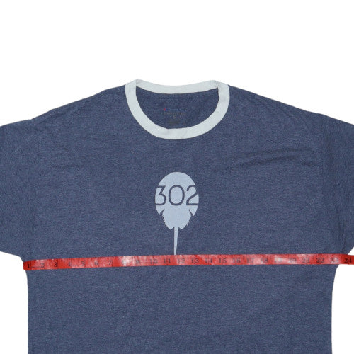 Champion Men's Blue XL Ringer Graphic T-Shirt 302 Logo