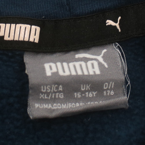 Puma Boys Blue Pullover Hoodie 15-16 Years Graphic Logo Sweatshirt