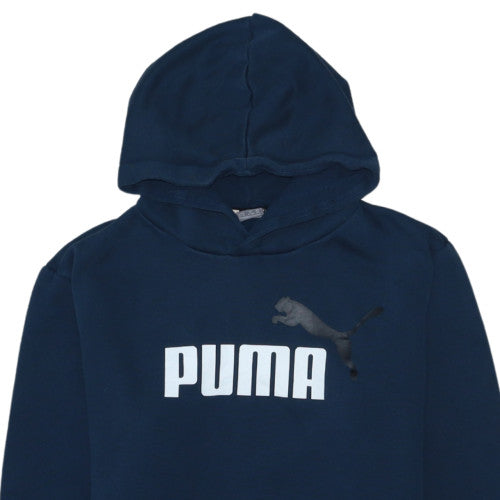 Puma Boys Blue Pullover Hoodie 15-16 Years Graphic Logo Sweatshirt