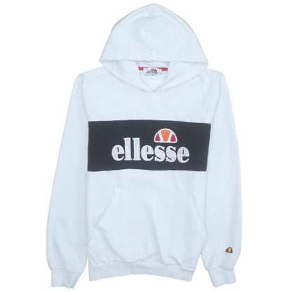 Ellesse Mens White Pullover Hoodie M Retro Logo Fleece Sweatshirt