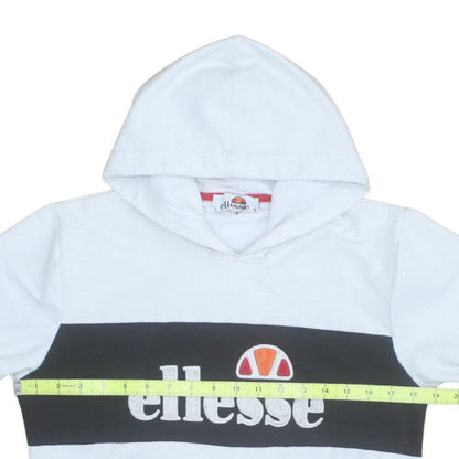 Ellesse Mens White Pullover Hoodie M Retro Logo Fleece Sweatshirt