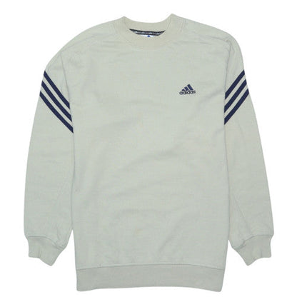 Adidas Mens Beige Crew Neck Sweatshirt Small Vintage Sports Pullover