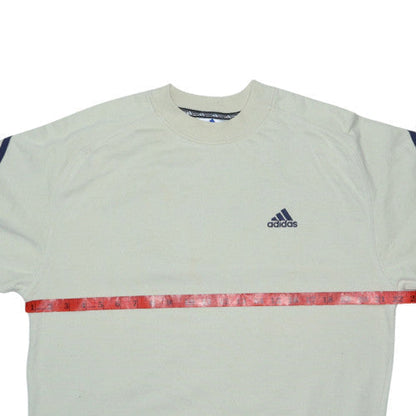 Adidas Mens Beige Crew Neck Sweatshirt Small Vintage Sports Pullover