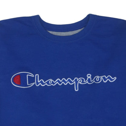 Champion Men's Blue Embroidered Logo Pullover Sweatshirt Size M