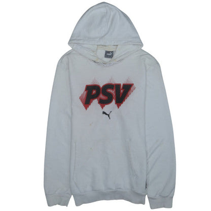 Puma PSV White Hoodie Women L Graphic Print Pullover