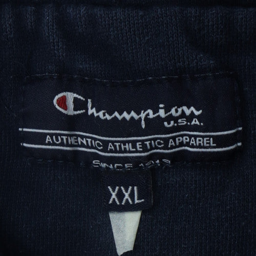 Champion Men's Blue Pullover Hoodie 2XL Logo Fleece Sweatshirt