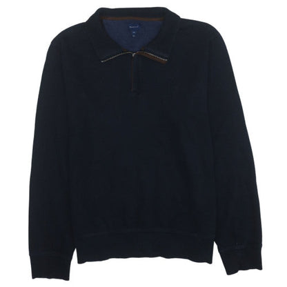 GANT Men's Blue 2XL Collared Half Zip Cotton Sweatshirt