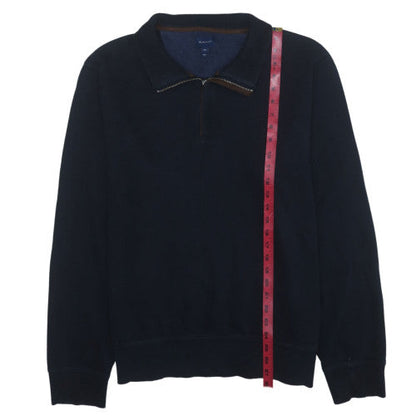 GANT Men's Blue 2XL Collared Half Zip Cotton Sweatshirt