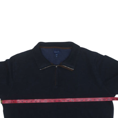GANT Men's Blue 2XL Collared Half Zip Cotton Sweatshirt