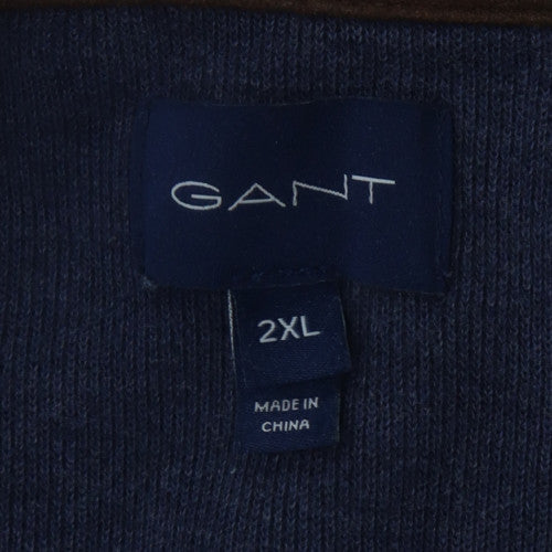 GANT Men's Blue 2XL Collared Half Zip Cotton Sweatshirt