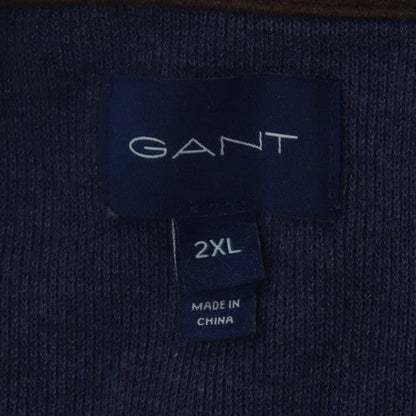GANT Men's Blue 2XL Collared Half Zip Cotton Sweatshirt