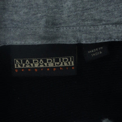 Napapijri Mens Black Pullover Hoodie M Embroidered Flag Logo Fleece